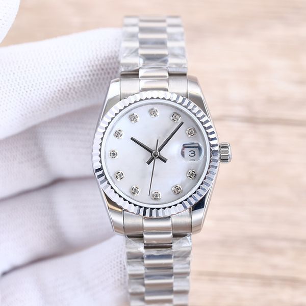 

ladies watch fully automatic mechanical watches 31mm 28mm stainless steel strap diamond wristwatch waterproof design montre de luxe wristwat, Slivery;brown