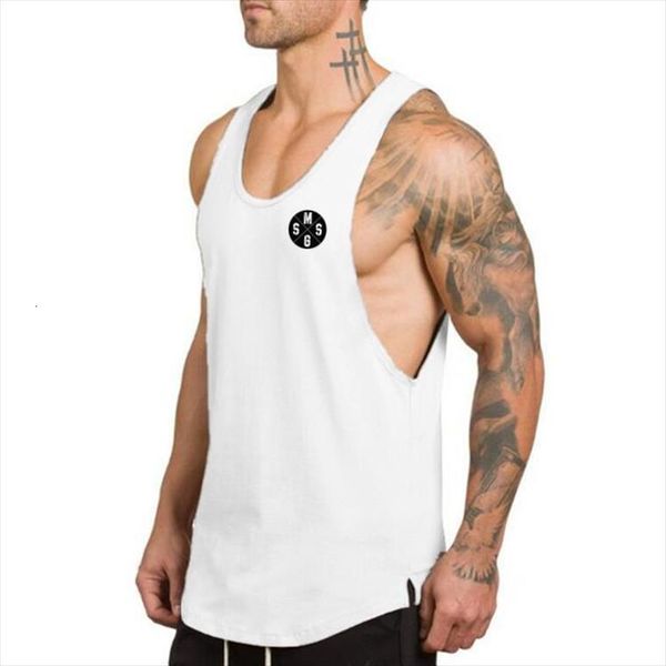 

brand clothing bodybuilding fitness men tank low cut armholes mens muscle vest stringer sportswear undershirt, White;black