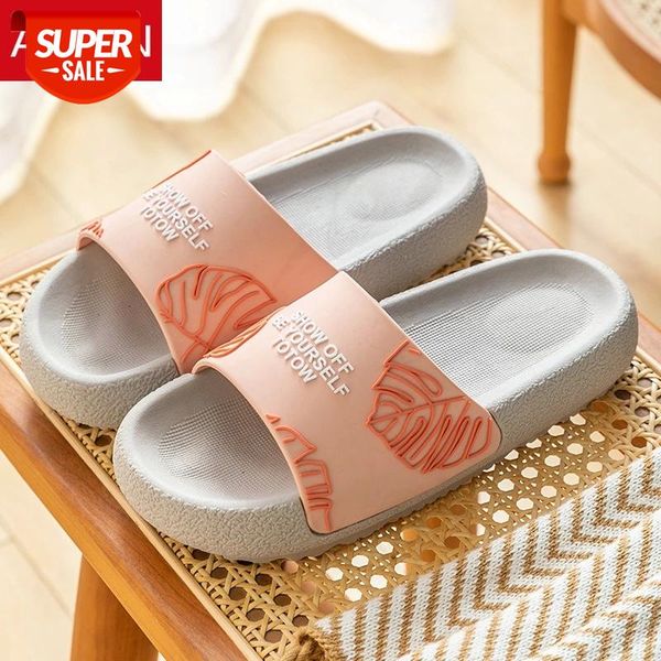 

asifn summer women's flip flops thick platform slippers non-slip bathroom house slides indoor soft bottoms home bath women shoes #px5q, Black