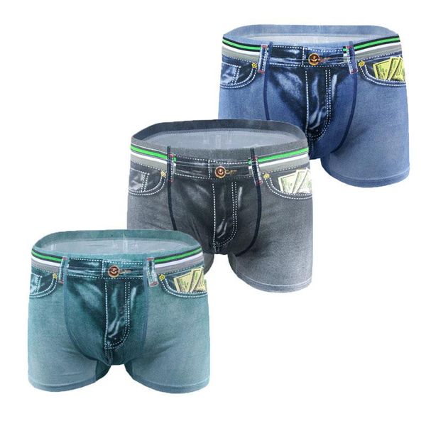 

underpants 3d printed for male cotton bottom men's breathable underwear elastic waist boxer shorts pantis, Black;white