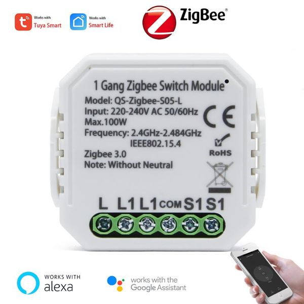 

smart home control tuya zigbee switch module with neutral or neutra live line automation interruptor work for alexa google