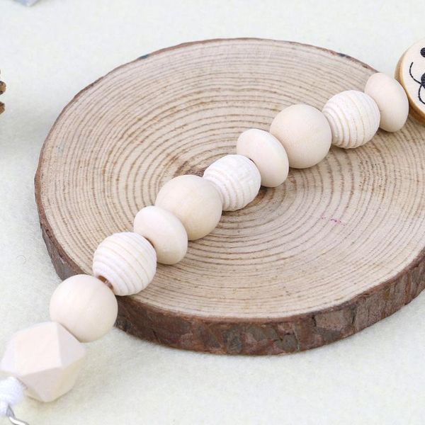 

pacifier holders&clips# baby dummy chain wood clip bear head bead infant teether toy