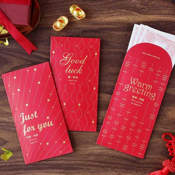 

6pcs literary english red envelope stamping year bag wedding lucky seal gift wrap