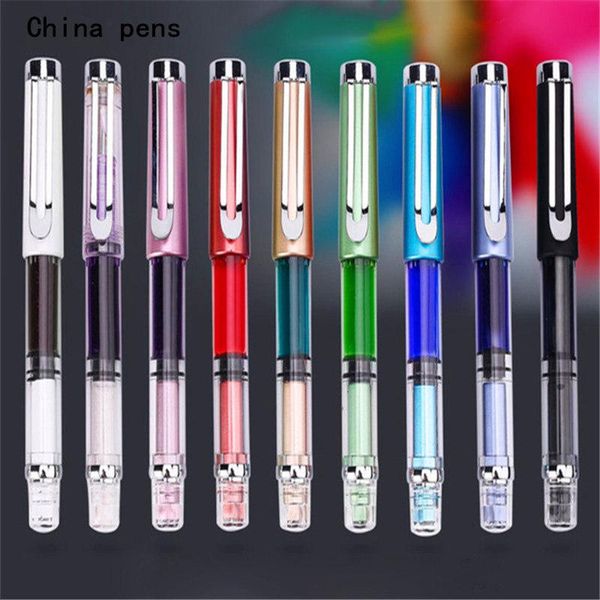 

fountain pens 662 transparent colour big capacity student office stationery fine nib pen supplies ink