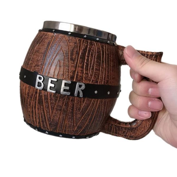 

simulation crude wood beer cup stainless steel coffee mugs cool drinkware