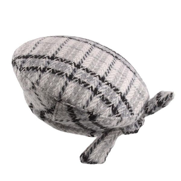 

beanies autumn winter beret hats for women wool blend knitting berets koreantide plaid bow painter hat fashion ladies casual knitted cap