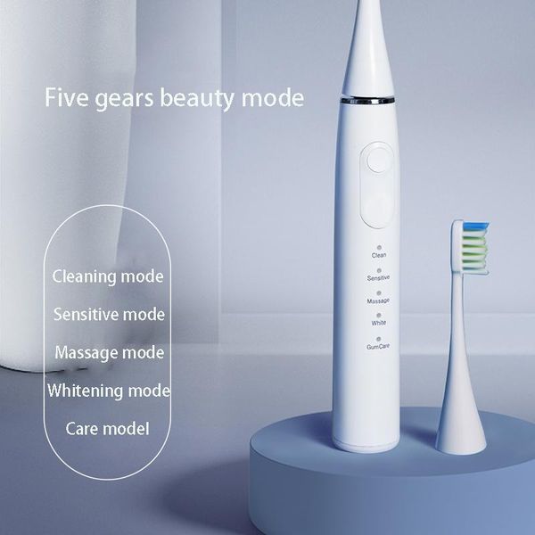

smart electric toothbrush powerful ultrasonic sonic timer usb charge rechargeable whitening ipx7 with 2 brush heads