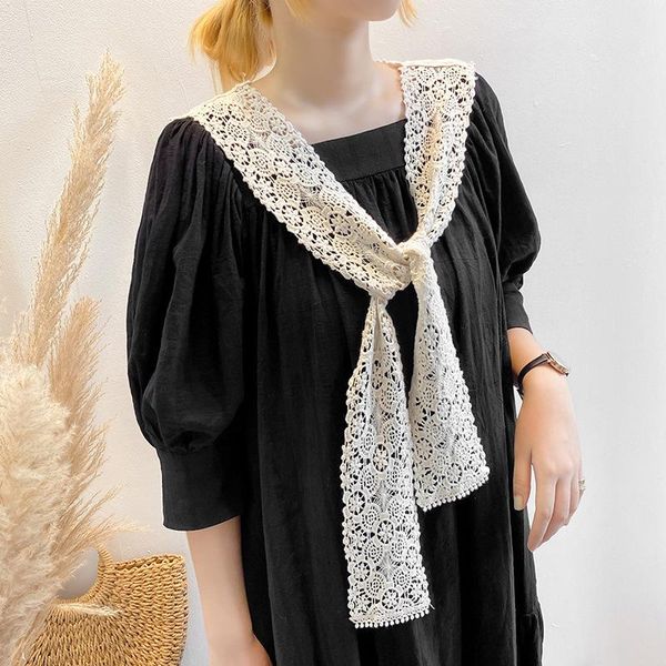 

scarves koi leaping summer hollow hook flower small shawl female warm vest shoulder fake collar thin scarf outside, Blue;gray