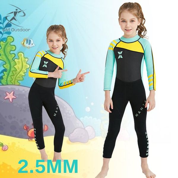 

swim wear 2.5mm neoprene wetsuit children diving suits swimwear girls long sleeve surfing swimsuits for girl bathing suit wetsuits