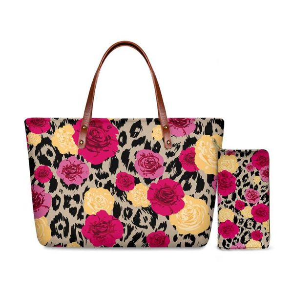 

handbags polynesian traditional tribal floral leopard bags for women party shopping tote shoulder hand bag wallet set duffel