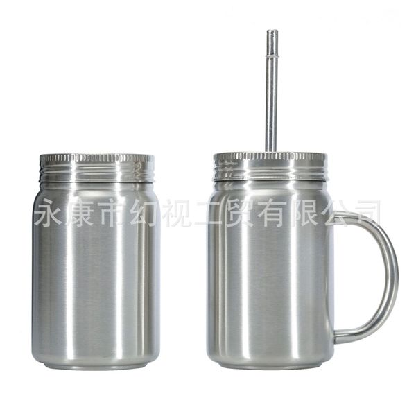 

17oz mason jar tumbler double-layer 304 stainless steel heat preservation and cold insulation mason tank suction cup