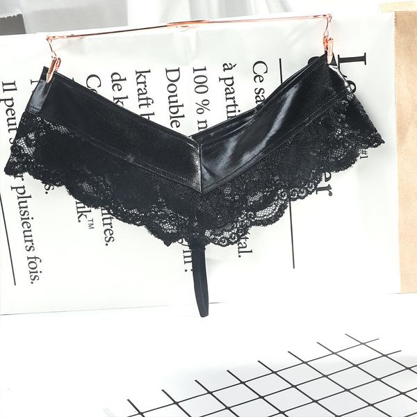 

erotic latex lace panties women black leather thongs seamless t-back briefs underwear, Black;pink