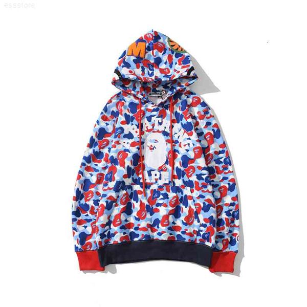

jerseys hoodies 19ss exclusive men's and women's hooded pullover camouflage shark head brand sweater in paris, france, Black