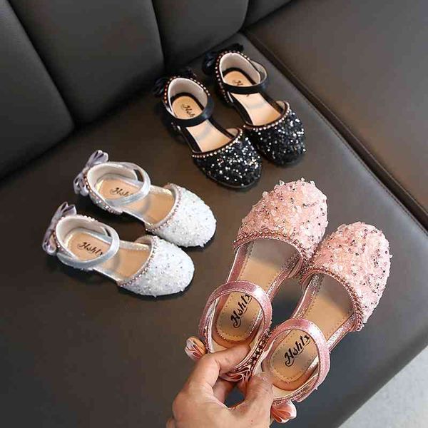 

children sandals spring summer kids shoes girls princess sequin crystal shoes stage shiny dance shoes for girls 210713, Black;red