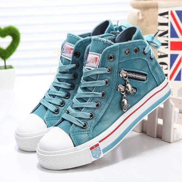 

women fashion sneakers denim canvas shoes spring/autumn casual trainers walking skateboard lace-up femmes