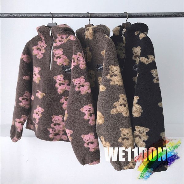 

downs winter lamb wool bear we11done puffer jacket parkas men women 1:1 zipper well done coats outerwear clothes, Black