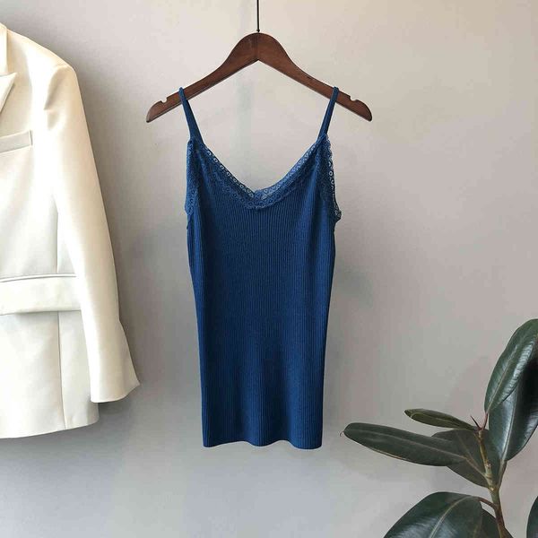 

camis 2021 summer knitted v-neck lace sleeveless white cami women female