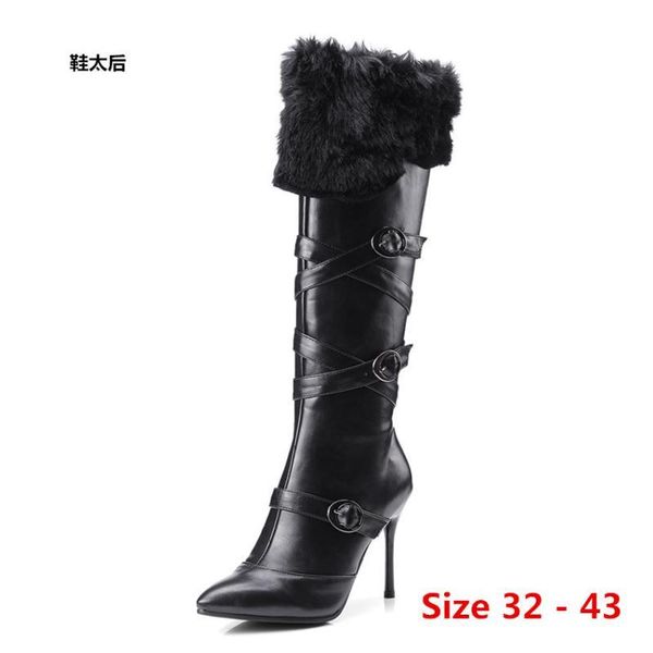 

high heel women knee high boots heels spring autumn woman shoes women long boots small big size 32 - 43, Black