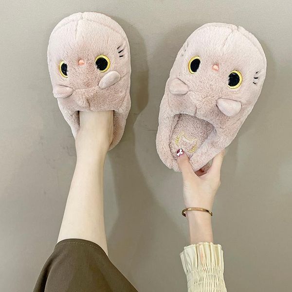

slippers female shoes home women's low flock slides 2021 massage flat pvc rome short plush with, Black