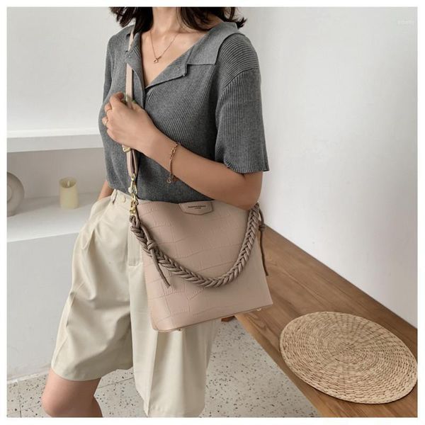 

evening bags braided strap women fashion shoulder special bucket bag stone lady's handbag picture mother's1