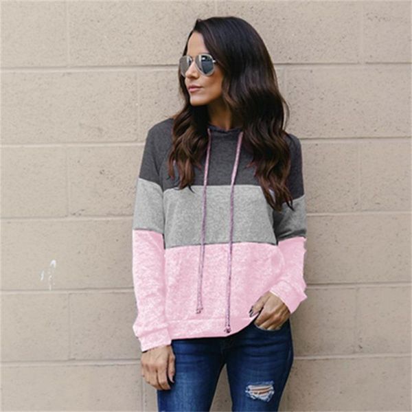 

women's hoodies & sweatshirts m sweatshirt for women winter loose color matching long-sleeved hooded drawstring pullover clothes aesthe, Black