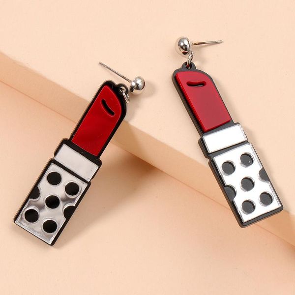 

dangle & chandelier design female red lipstick earrings long cute acrylic drop fashion party nightclub jewelry, Silver