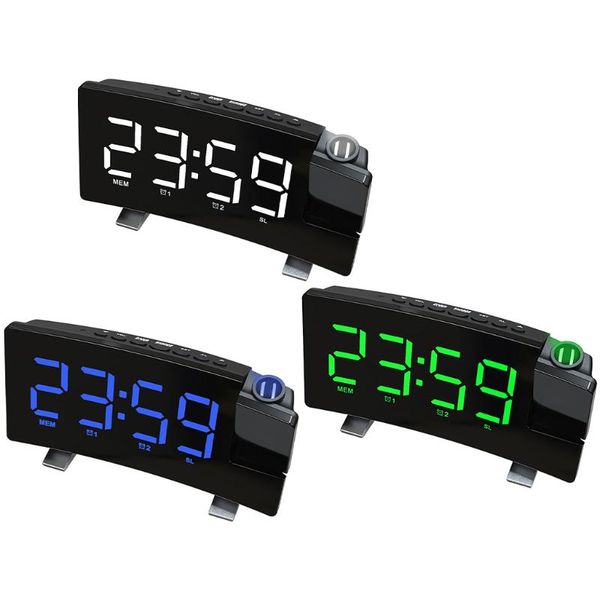 

other clocks & accessories alarm clock radio timed off dual projection on ceiling wall curved screen led battery fm kids room home
