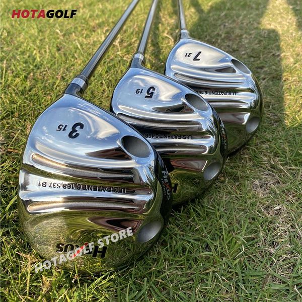 

golf clubs, fairway woods, no. 3, 5, and 7 the center of gravity is moved backward, it easy to control complete set clubs