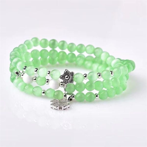 

beaded, strands green cat eye bracelets handmade for women beads charms jewelry making fashion decoration couple gifts, Black