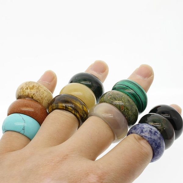

cluster rings natural semi-precious stone crystal agates 12mm ring women jewelry attractive texture gem individuality unisex, Golden;silver