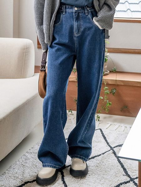 

dazy-less high waist slant pocket jeans h81g#, Blue