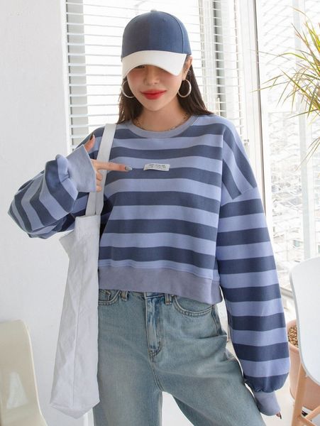 

dazy striped print patch detail drop shoulder sweatshirt l9vr#, White;black