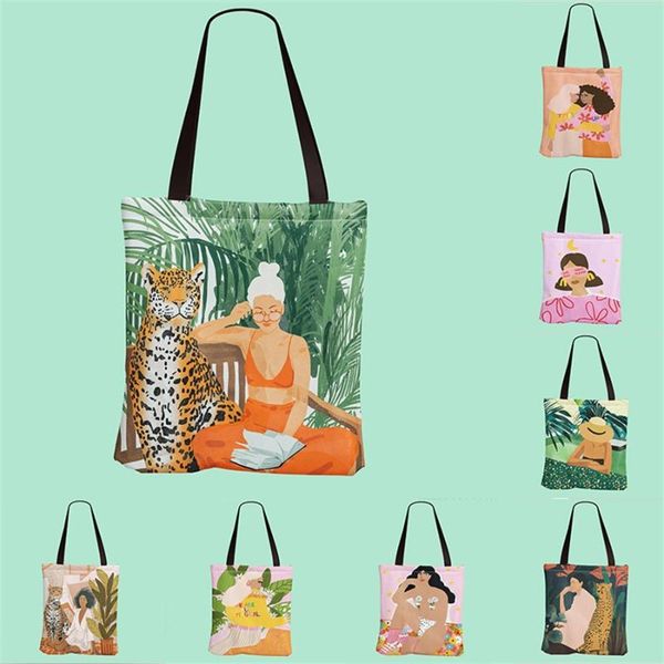 

evening bags 2021 canvas shopping bag shoulder handbag double-sided printed flowers