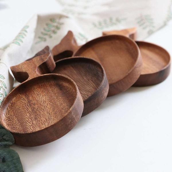 

dishes & plates 2 pieces wooden pot dipping bowl fish shape creative japanese-style retro tableware sauce dish seasoning