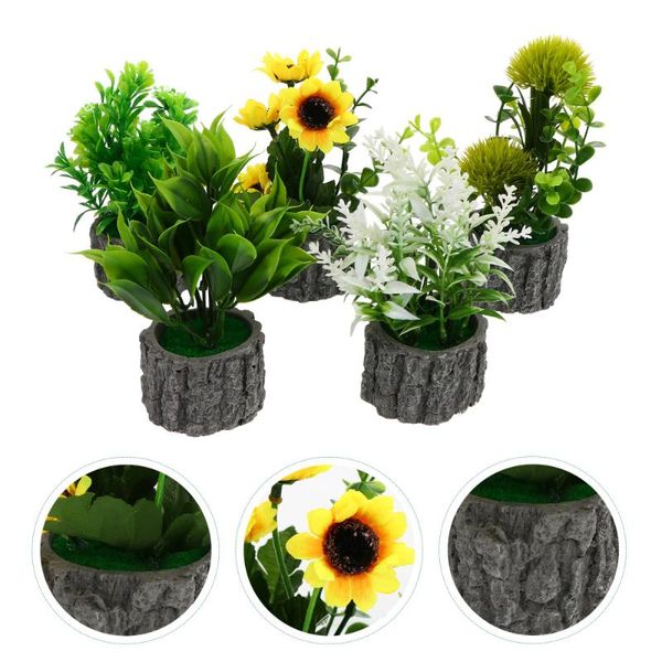 

5pcs mini simulation potted plant ornament fresh bonsai decoration planters & pots