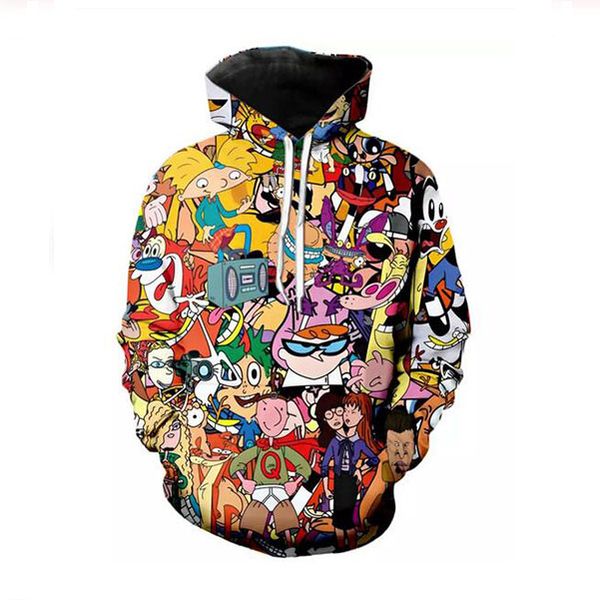 

new fashion man women designer perfect harajuku style cartoon totally 90's 3d print long sleeve hoodies casual sportswear kf010, Black