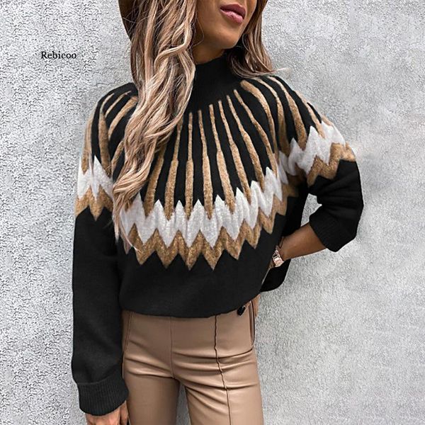 Frauen Pullover Herbst Mode Gedruckt Patchwork Pailletten Bluse Shirt Elegante Oansatz Büro Damen Langarm Schlank Pullover