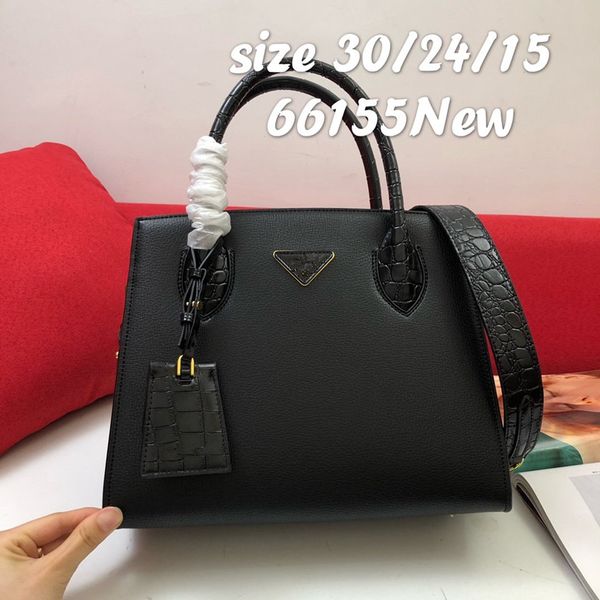 Bolsas de grife Galleria Saffiano Bolsa média de couro Saffiano com alça superior dupla Alças removíveis ajustáveis Bolsa transversal feminina Vintage Bolsas pretas