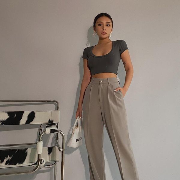 

spring office women capris elegant casual fashion wide leg sales, Black;white