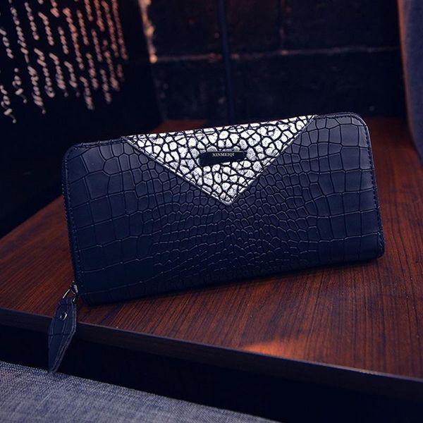 

wallets zip wallet korean women's long crocodile stitching coin purse clutch, Red;black