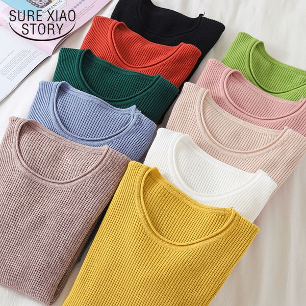 Весенний корейский свитер Женщины вязаные S для длинного рукава белый плюс размер женщина вязаный пуловер S 210510