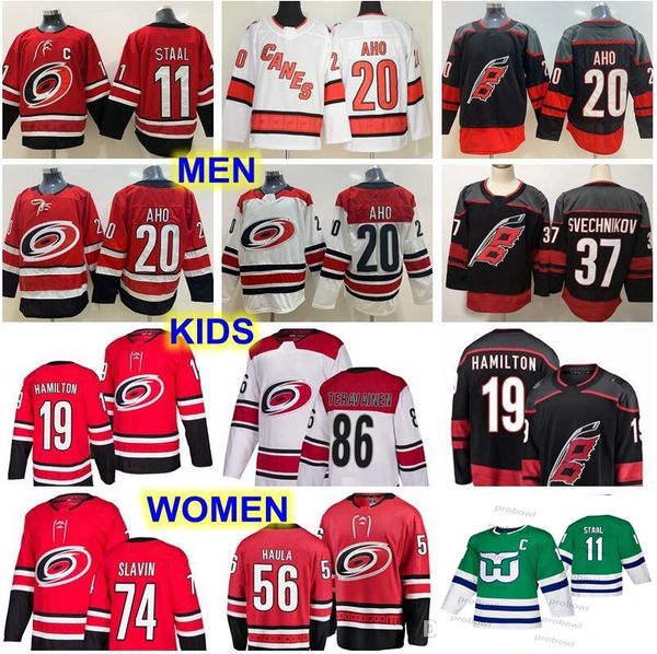 

canes carolina hurricanes sebastian aho jerseys 20 staal andrei svechnikov teuvo teravainen dougie hamilton jaccob slavin erik haula hockey, Blue;black