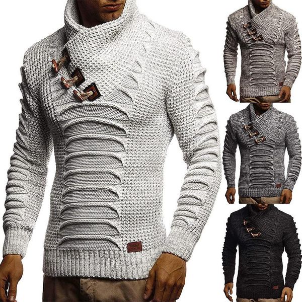 

men's sweaters 2021 slim knit pullover turtleneck long sleeve sweater, White;black