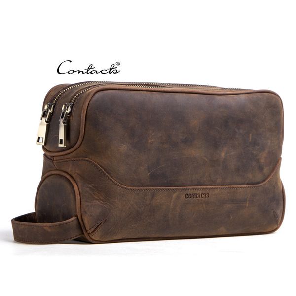 

black angel washing storage crazy horse cowhide men's hand bag