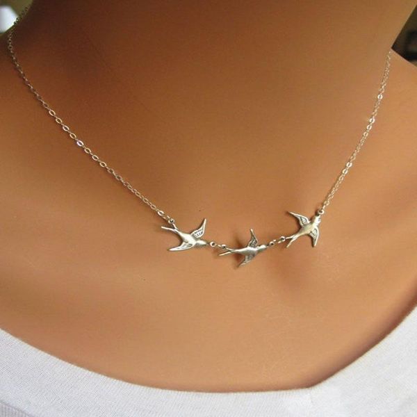 

chains vintage three sparrows women's necklace anniversary gift beach party jewelry, Silver