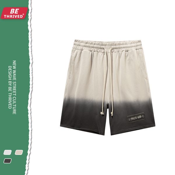 

be men's wear | 2021 summer band three dimensional embroidery hanging dye shorts men's and women's high street fashion brand, Black
