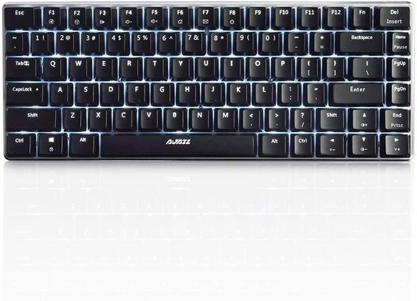 

wired usb interface 82-key mechanical game keyboard with blue/black switch buttons ergonomically designed for plug and play keyboards