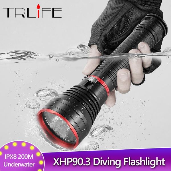 

flashlights torches 10000mah xhp90 stepless dimming scuba dive led diving light xhp70 xhp50 super bright 4000lm 26650 torch with hand rope