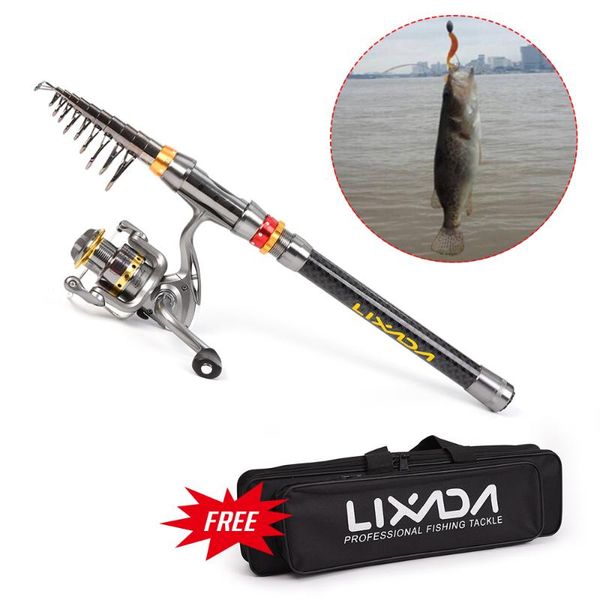 

boat fishing rods lixada rod and reel combo full kit carbon fiber pole spinning tackle carrier bag