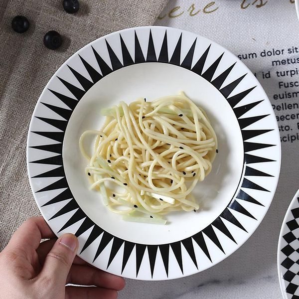 

ceramic dishes korea nordic white black line tableware set household kitchen supplies spoons bone china dinnerware bowls